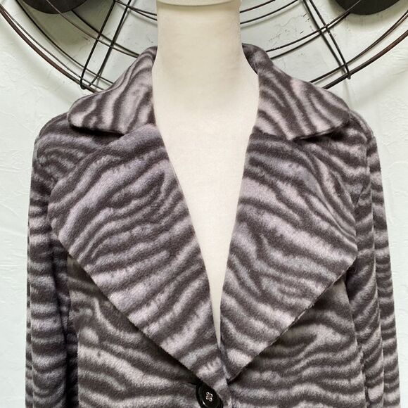 Susan Graver Zebra Print Fleece Jacket - Picture 2 of 7